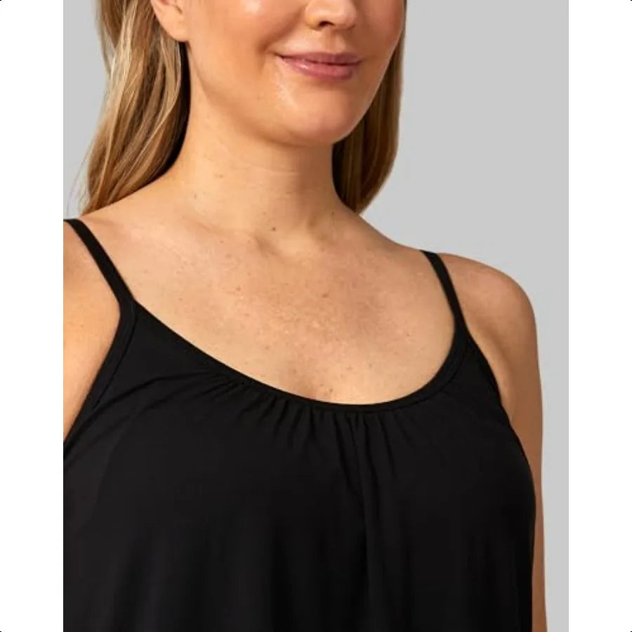 32 Degrees Women's Cool Flowy Bra Cami with Builtin Cups Relaxed Fit Adjustable Spaghetti Strap