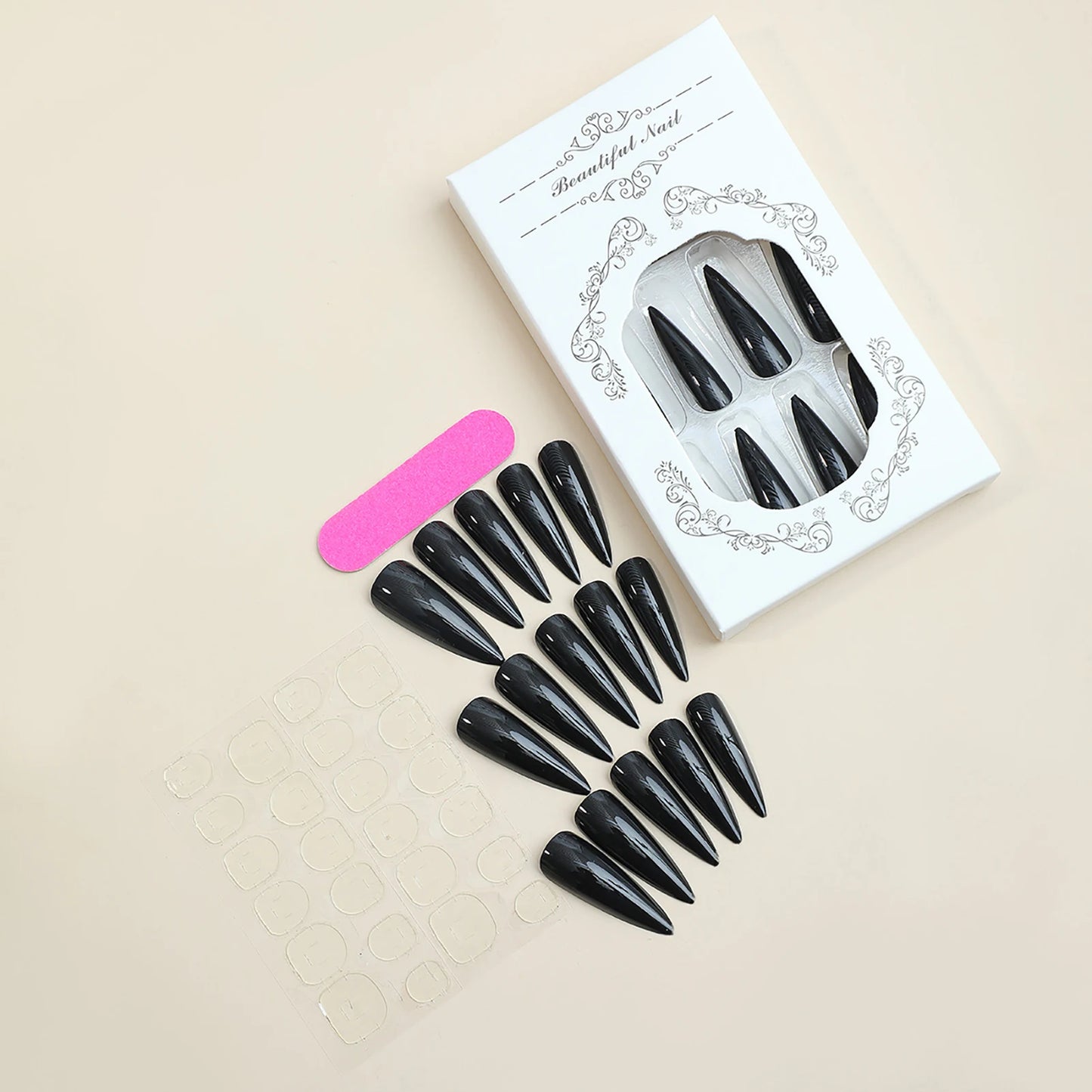Black stiletto Press On Nails Tips Fake Nail Ultra-long Reusable Long Lasting Artificial Nail art for Hand Decoration Nail Art