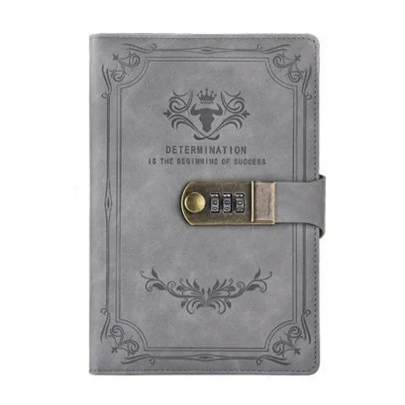 A5  Retro Password Book with Lock Diary Thickened Creative Hand Ledger Student Notepad Stationery Notebook Binder