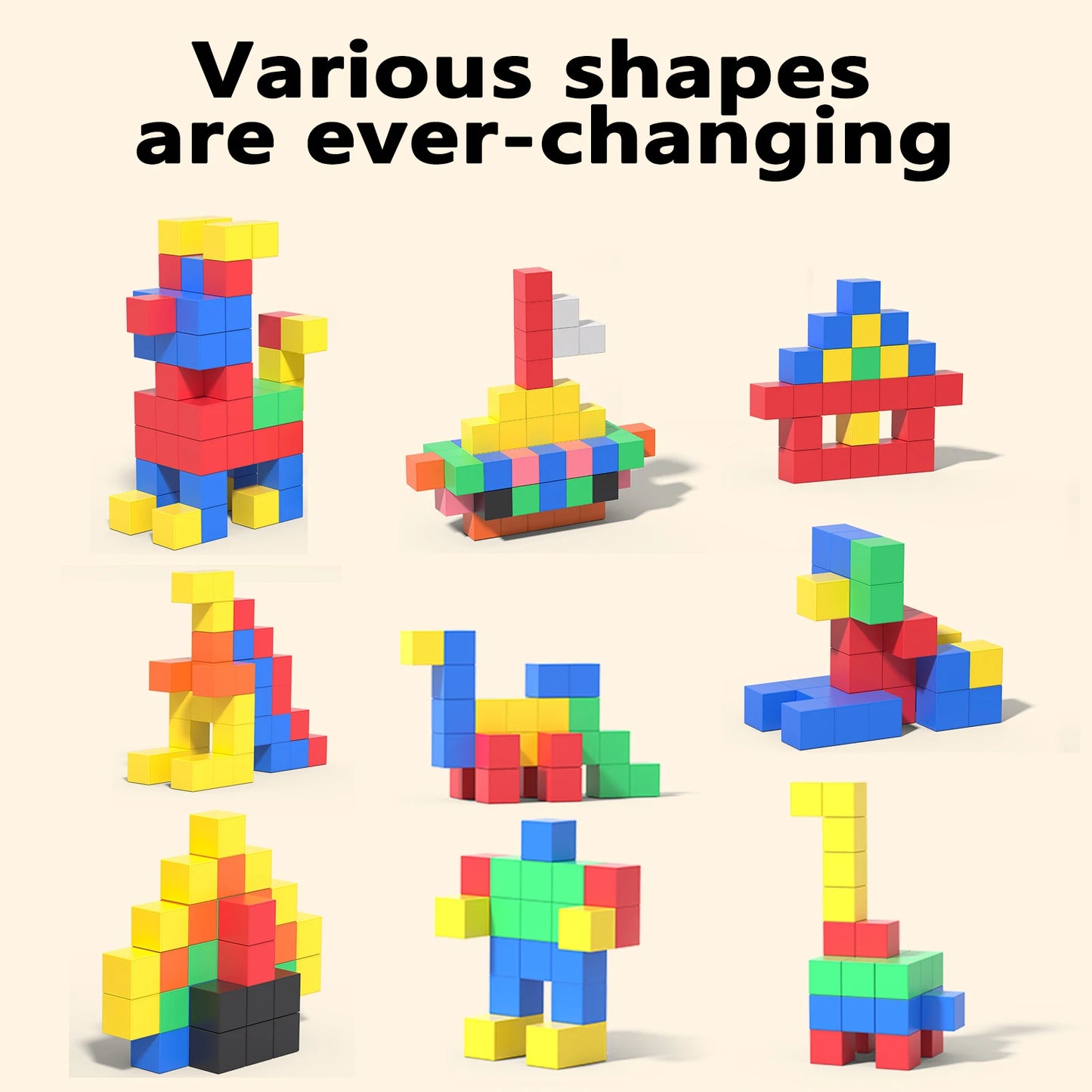 Colorful 3D learning to build my magnetic cubes, children's DIY structural cognitive magnetic toys, suitable for boys and girls