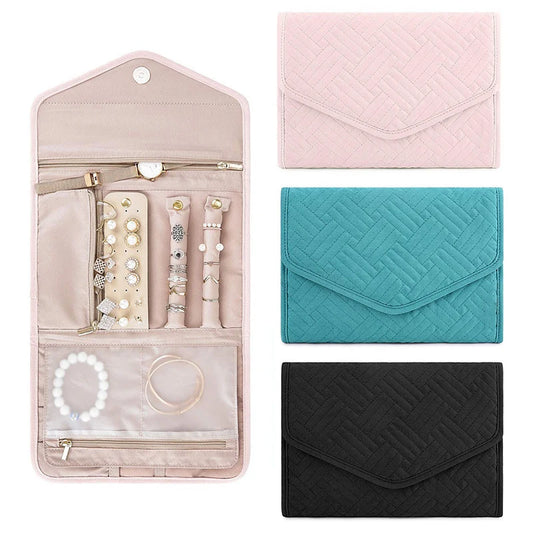 Foldable Fashion Portable Jewelry Bag, Large Women's Travel Jewelry Roll, Necklace Earring Ring Jewellery Display Storage Bag