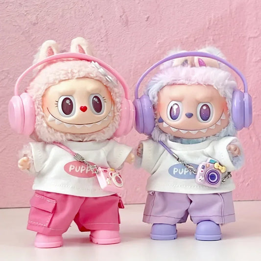 For 17cm labubu Cute Decoration Little Cloths v1/v2/v3 baby clothes cool sweater doll can be worn for labubu accessorie