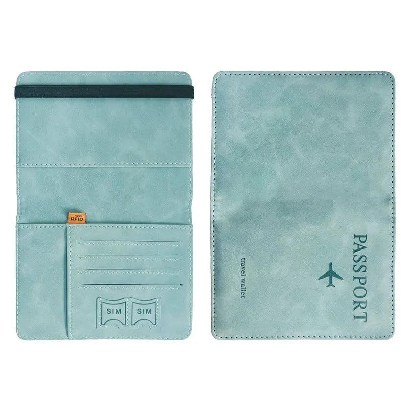 Women Men Vintage Business Passport Covers Holder Multi-Function ID Bank Card PU Leather Wallet Case Travel Accessories