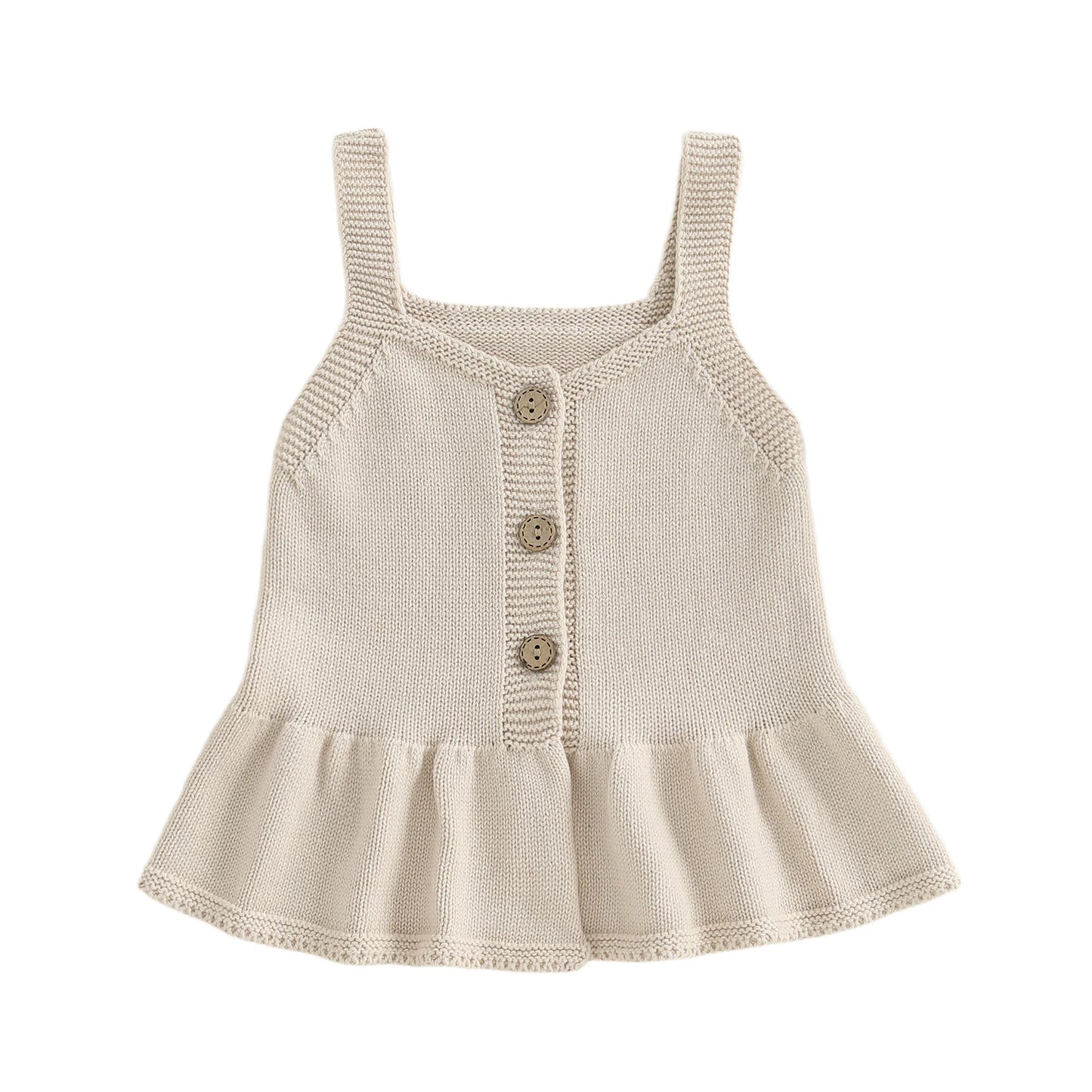 Toddler Girl Cable Knit Tank Tops Adorable V Neck Sleeveless Sweater Vest with Ruffled Hem Warm Winter Outfit for Fall