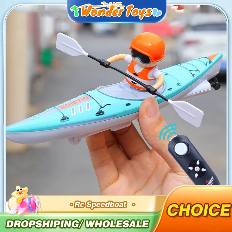Rc Boats Racing Electric Speedboat Toys 2.4G Remote Control Boat Paddling Kayak Race Ship Outdoor Games Water Toys for Boys Kids