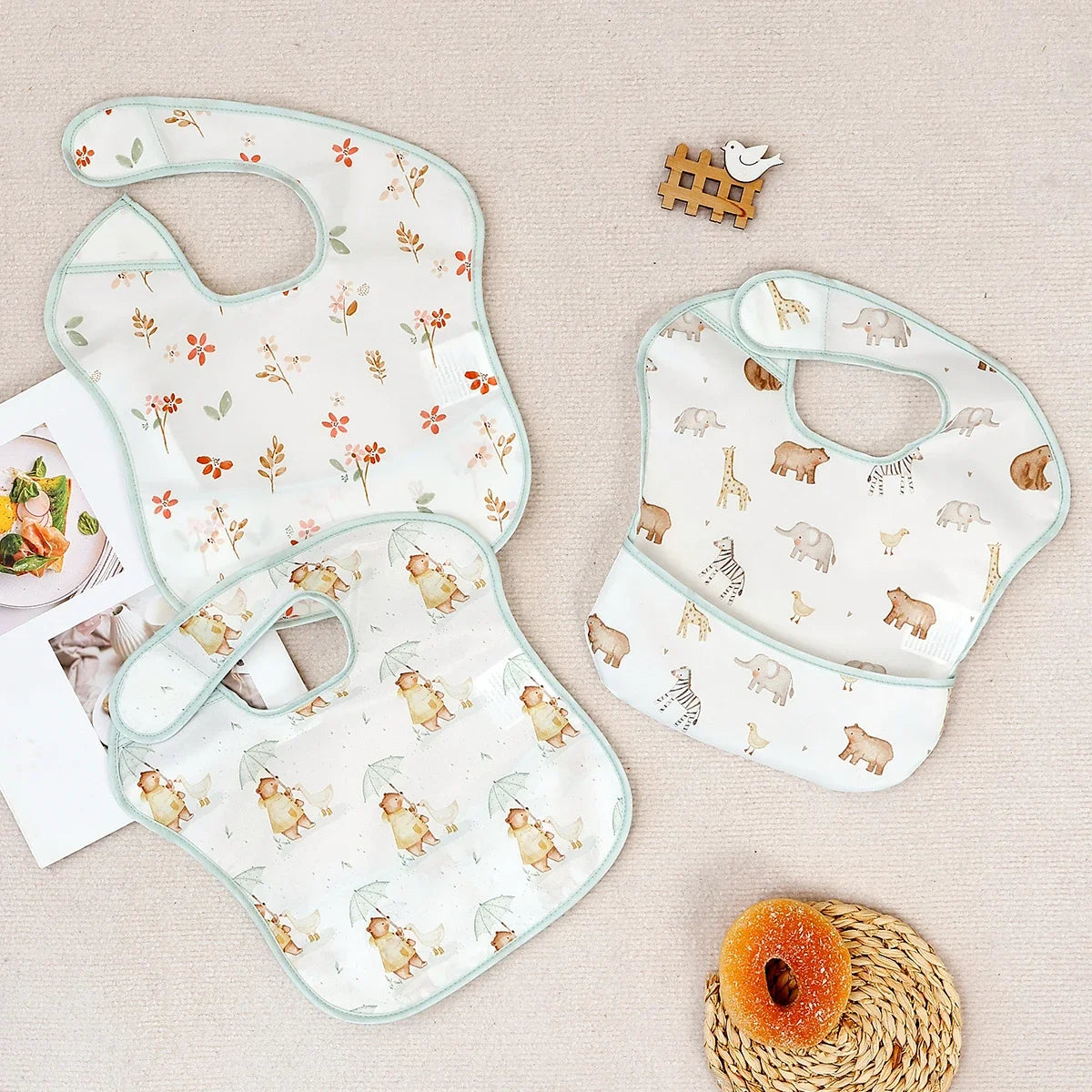 3pcs Set Waterproof Baby Sleeveless Feeding Bib Fashion Full Body Cover