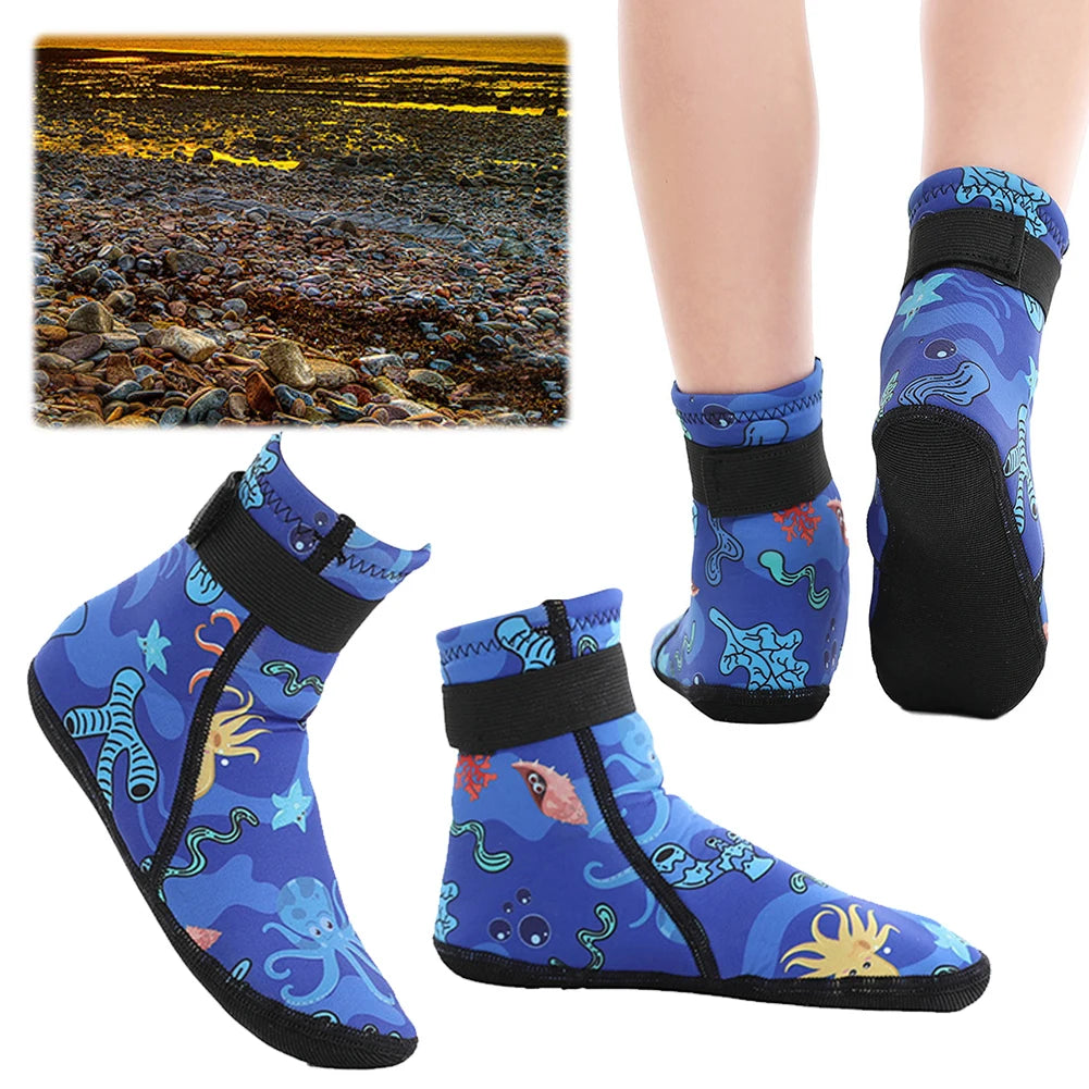 Kids Neoprene Water Socks Wetsuit Socks Anti-slip Swimming Socks Adjustable Snorkeling Boots Keep Warm for Diving Surfing