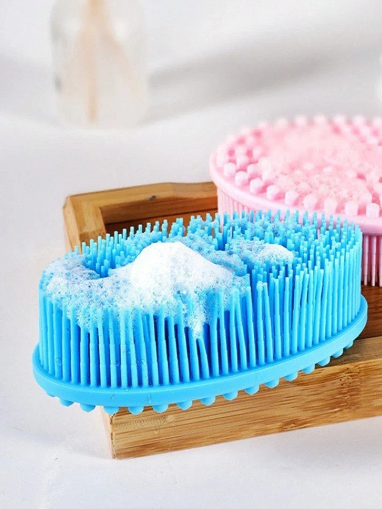 1pc Silicone Shower Scrubber, Exfoliating Body Cleansing Brush, Suitable For Shower & Bathroom & Toilet, Good Foam, Long-lasting