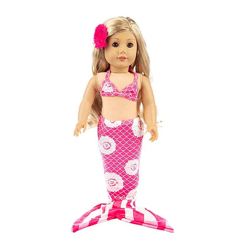 Mermaid Costume Set 18Inch/40cm Sunglasses Swimsuit Luggage American Doll Clothes Skirt Baby Doll Reborn Doll Toys Girl Gift