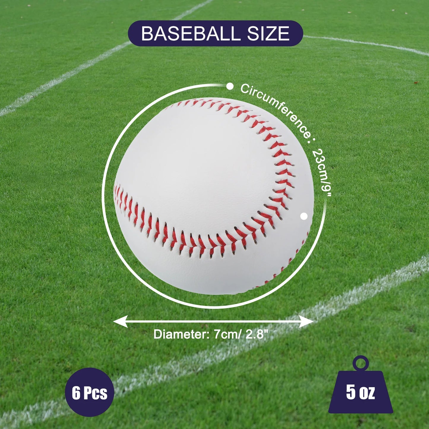 9 Inch Baseball Hard Baseballs Bulk Standard Size Adult Leather Practice Training Baseball Unmarked Baseballs for Pitching 6pcs