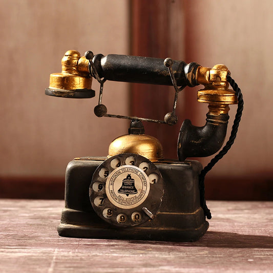 Retro Resin Artificial Telephone Model Vintage Style Home Decor Ornament Craft with Sufficient Durability and Ruggedness