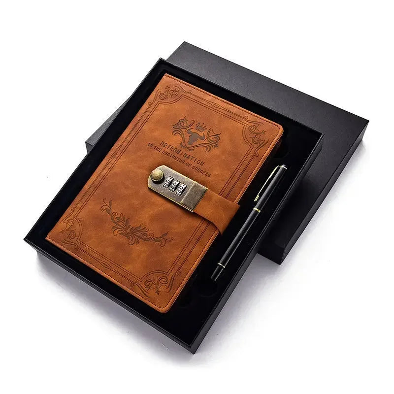 A5  Retro Password Book with Lock Diary Thickened Creative Hand Ledger Student Notepad Stationery Notebook Binder