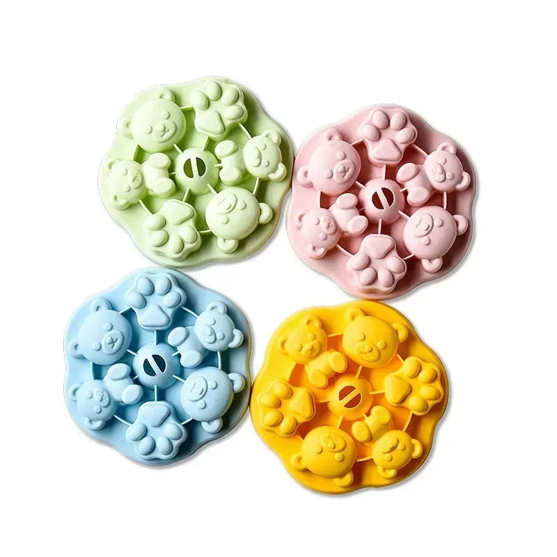 Silicone Covered Bear Ice Cream Jelly Mold for Baby Food Steamed Cake Silicone Mold Jelly Milk Jelly Ice Cube Mold