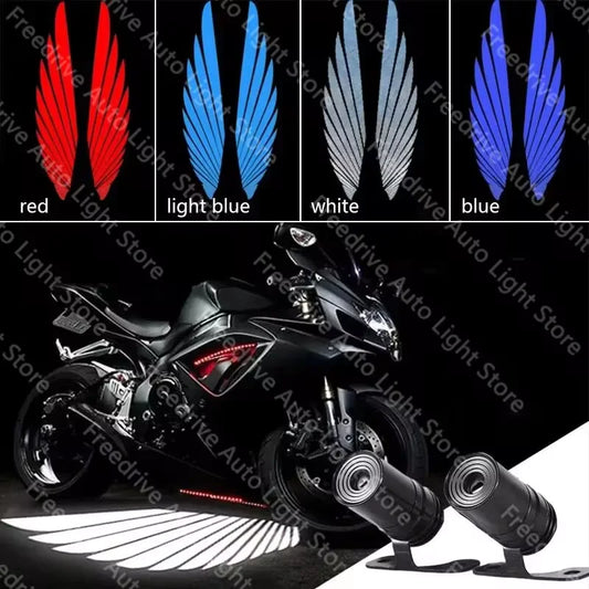 2Pcs LED Welcome Light For Motorcycle Angel Wings Projection Lights 8-30V Motorcycle Modified Decorative Light Wing Laser Lights