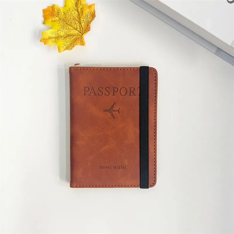 Women Men Vintage Business Passport Covers Holder Multi-Function ID Bank Card PU Leather Wallet Case Travel Accessories