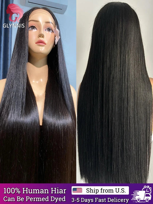 42 Inch 13x6 Bone Straight HD Lace Frontal Wigs 13x4 Transparent Lace Front Brazilian Pre Plucked Human Hair Wig For Black Women
