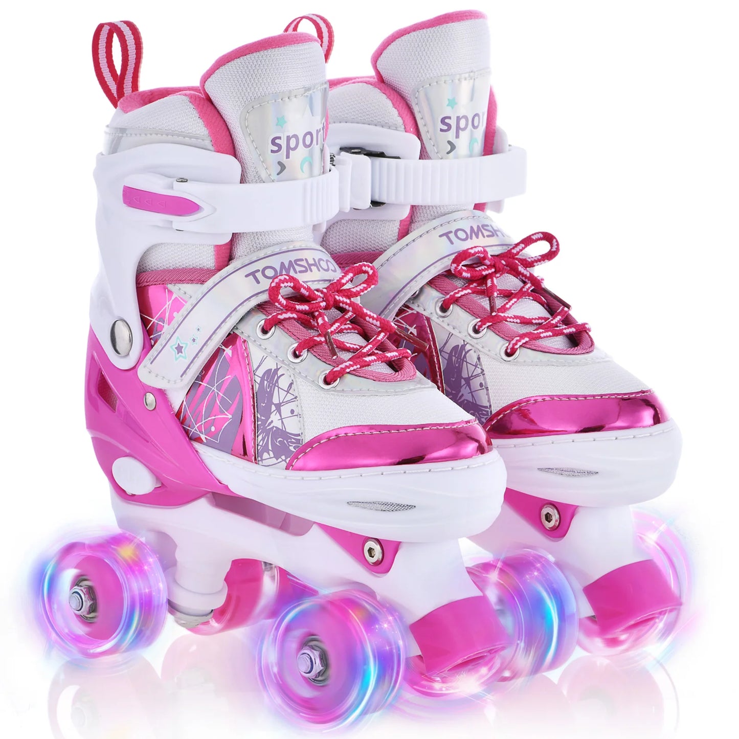 Roller Skates for Girls Boys for Kids 4 Size for Children of Different Ages Adjustable Light Up LED Luminous Wheels
