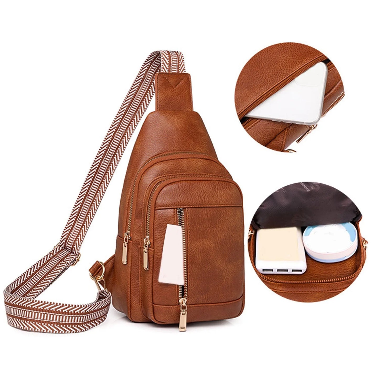 Women's Crossbody Handbags Leather Women Shoulder Bag Fashion  Pattern Simple Solid Color Large Layered Practical Messenger Bag