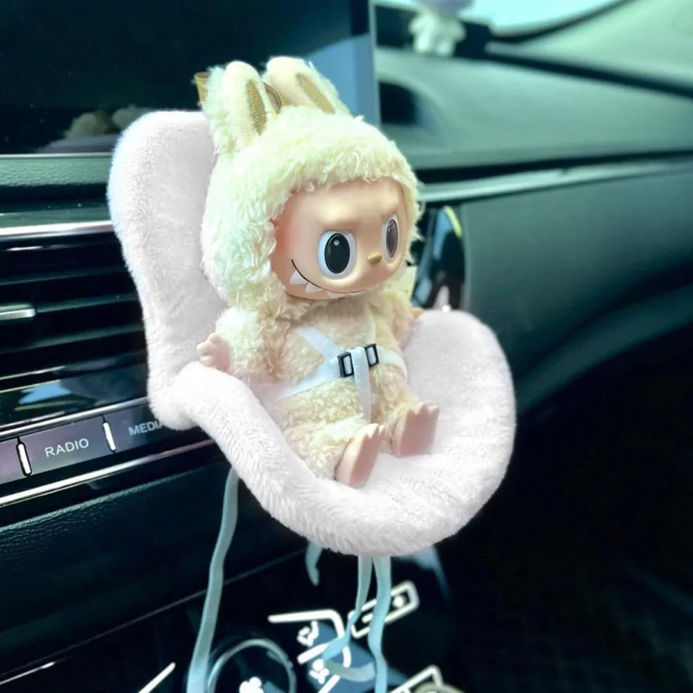 Car Ventilation Safety Seat Soft Kawaii Doll Seat Car Ornament Doll Safety Seat Car Interior Decoration for 17cm Cute Doll