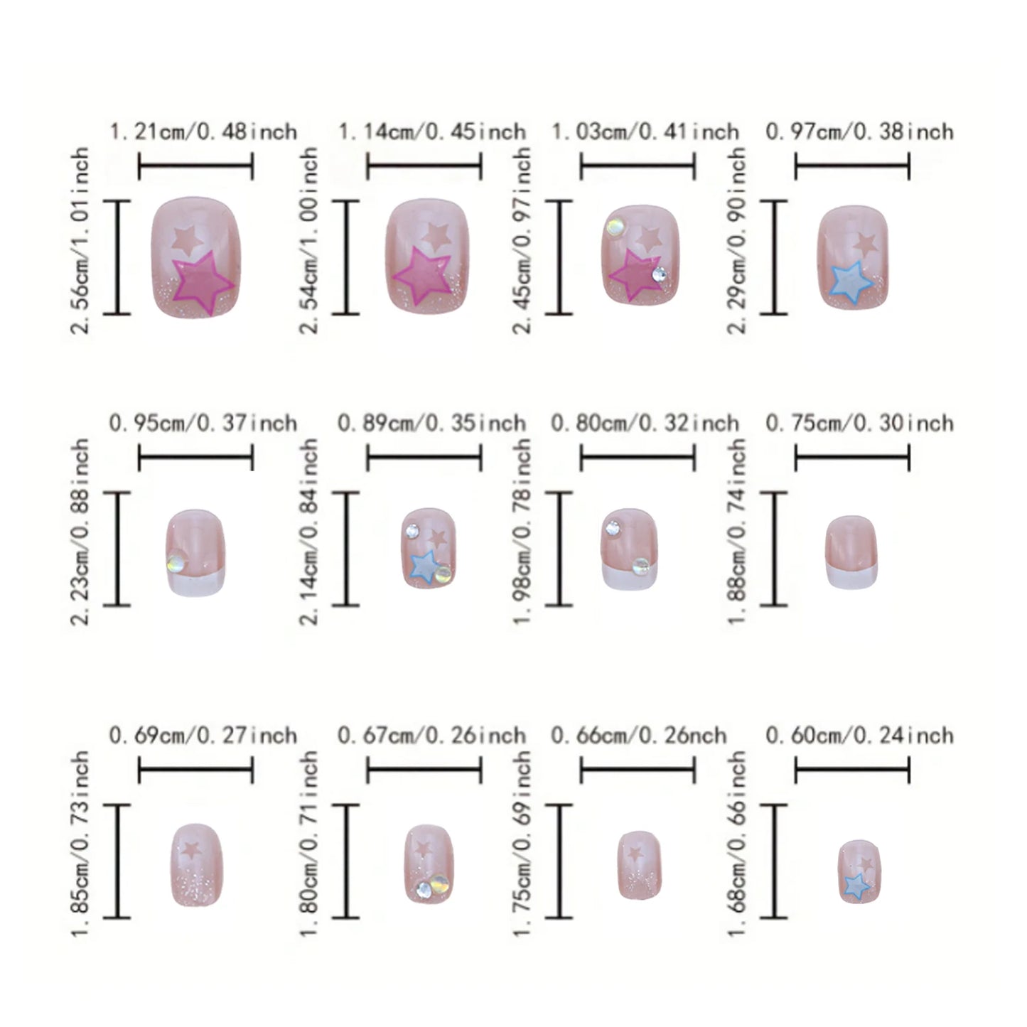 Rhinestones Decor Artificial Nail Glossy Waterproof False Nail Art Decor