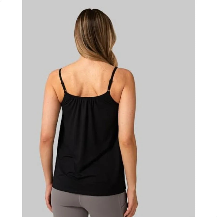 32 Degrees Women's Cool Flowy Bra Cami with Builtin Cups Relaxed Fit Adjustable Spaghetti Strap
