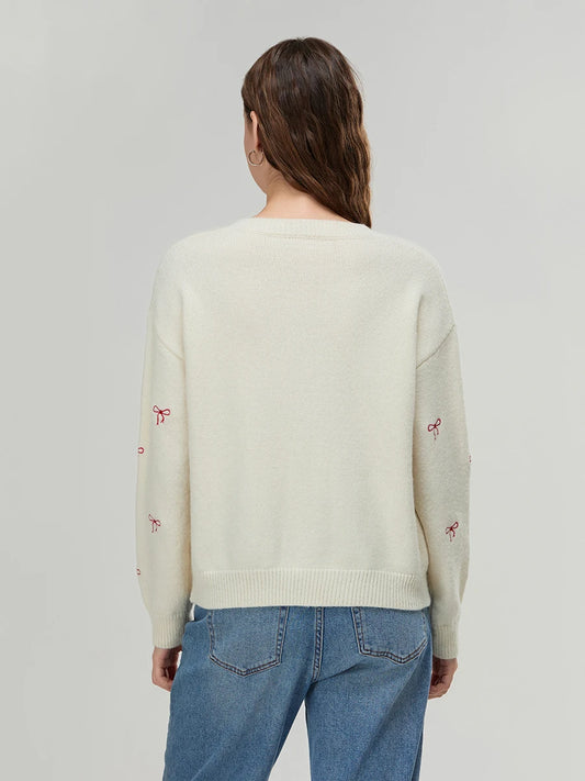 Women s Floral Embroidered Cardigan with Crew Neck and Button Down Closure Long Sleeve Knit Sweater for Casual Street Style