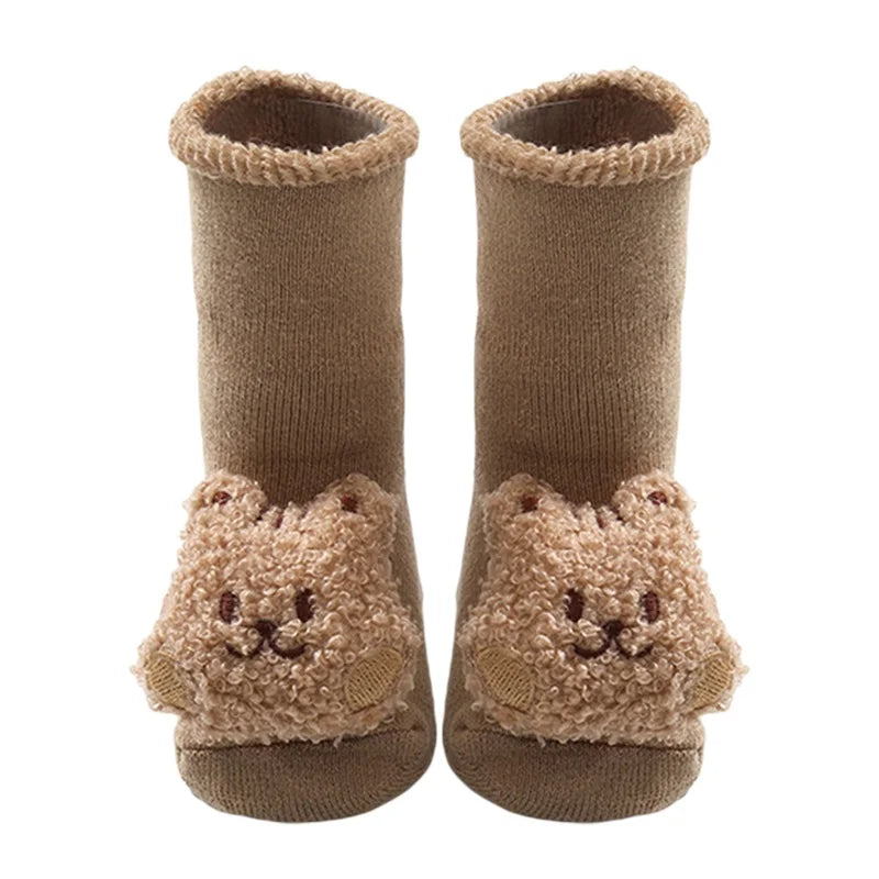 Cute Toddler Fleece Lined Slipper Socks with Non-Slip Grips for Boys and Girls - Cozy Winter Socks for Infants and Babies