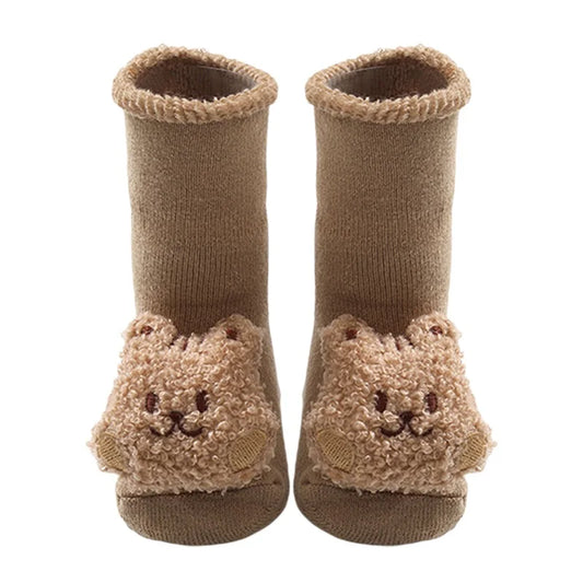 Cute Toddler Fleece Lined Slipper Socks with Non-Slip Grips for Boys and Girls - Cozy Winter Socks for Infants and Babies
