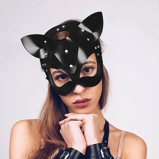 Half Face Cat Cosplay Mask Female Leather Mask Eye Cosplay Halloween Party Pu Half Face Mask Adult Game Supplies Adult Game