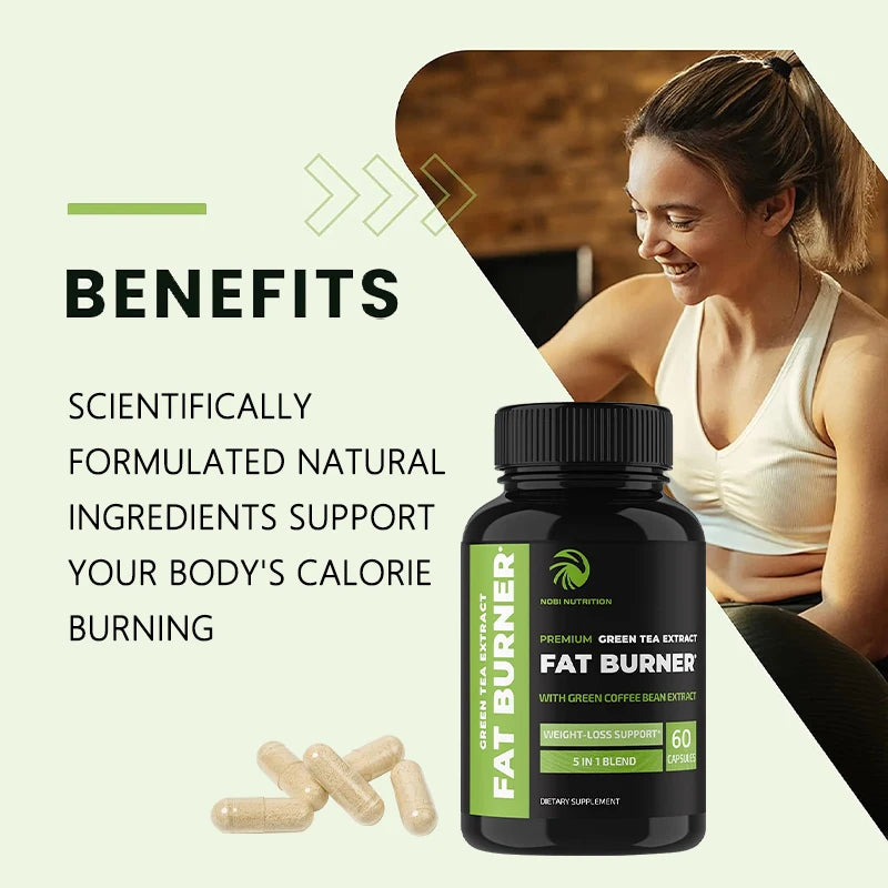 Green Tea Weight Loss | Belly Fat Burner, Metabolism Booster & Appetite Suppressant for Men and Women | 60 Capsules