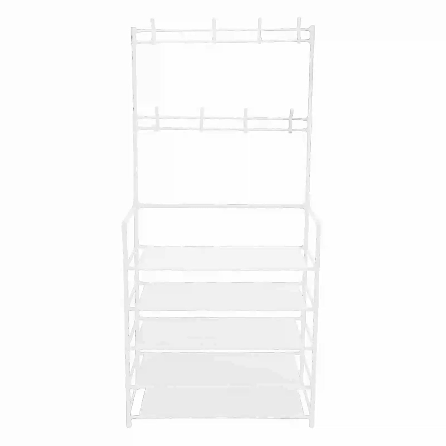 Coat Rack Stand Space Saving Freestanding Entryway Clothes Hanging Organizer Metal 2 In 1 Multifunction with Hooks for Office