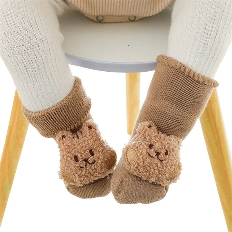 Cute Toddler Fleece Lined Slipper Socks with Non-Slip Grips for Boys and Girls - Cozy Winter Socks for Infants and Babies