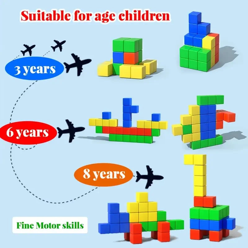 Colorful 3D learning to build my magnetic cubes, children's DIY structural cognitive magnetic toys, suitable for boys and girls
