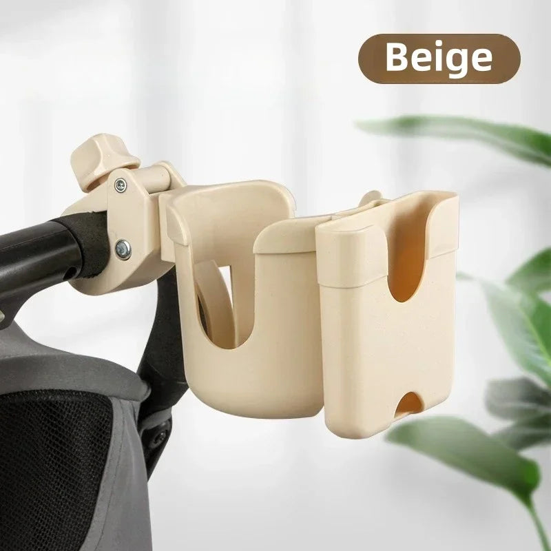 Anti-Slip 2 in 1 Universal Cup Holder for Bicycle and Stroller with Phone Stand Water Bottle Organizer Durable Plastic Design