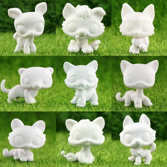White Base Pet,Lovely Shorthair Cat Collie Husky Action Figure Boys Girls Kids Xmas Gift Best Gift(Click on the option you want)