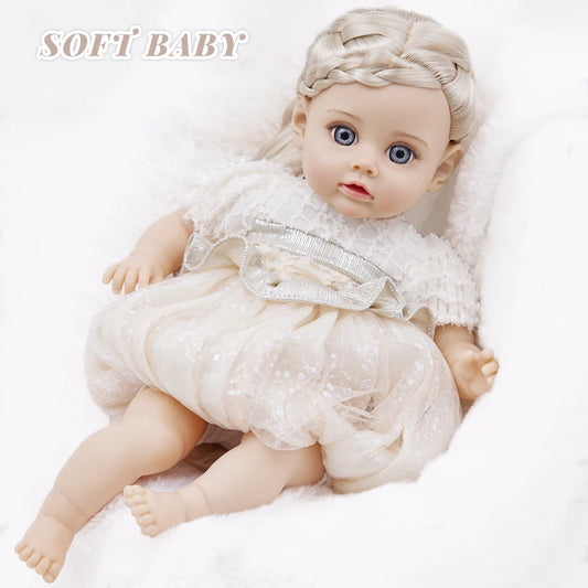 14Inch New Reborn Doll 35CM Girl Bebe Baby With Fashion Dress Clothes Smooth Soft Skin Vinyl Head Limbs Cotton Body Kids Gift