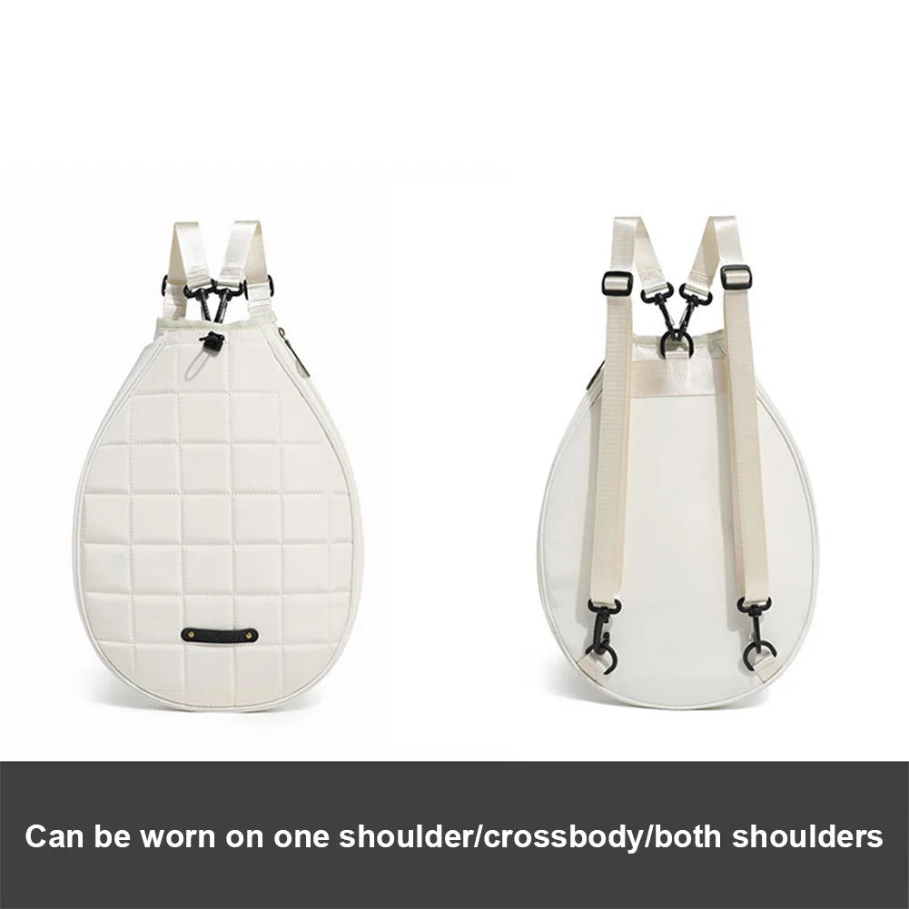 Quilted Tennis Backpack Waterproof Portable Badminton Racquet Bag Zipper Closure Tennis Racquet Crossbody Bag for Women Men