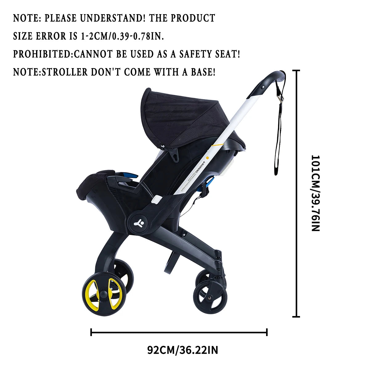 Baby stroller, Portable and foldable, metal frame, adjustable sunshade roof, two-way station wagon