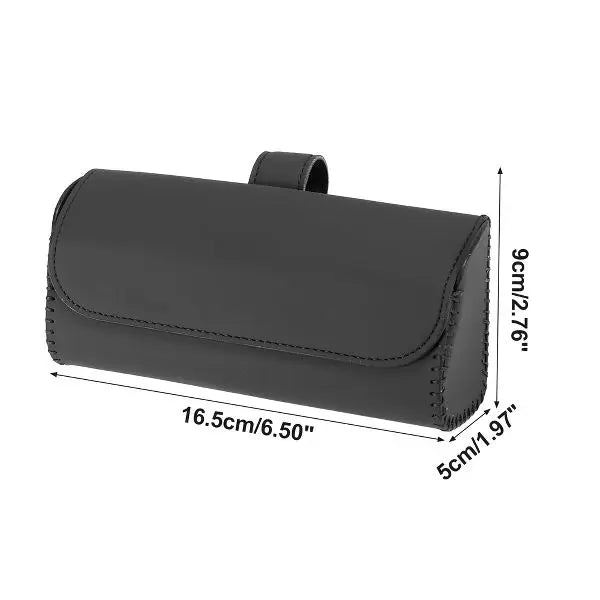 Car Sun Visor PU Leather Sunglasses Clip Storage Case
