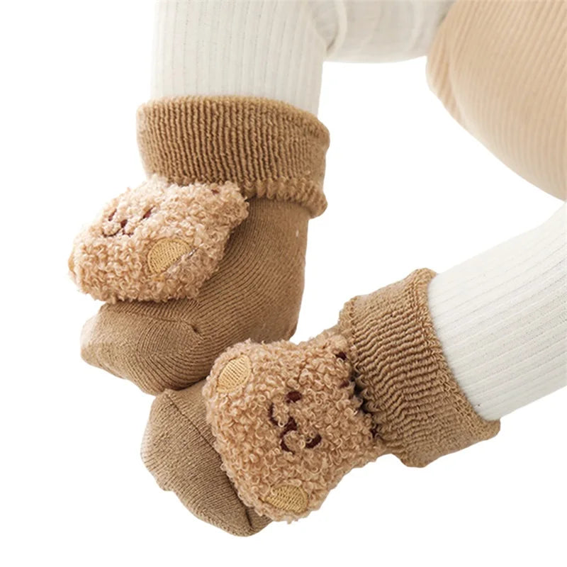 Cute Toddler Fleece Lined Slipper Socks with Non-Slip Grips for Boys and Girls - Cozy Winter Socks for Infants and Babies