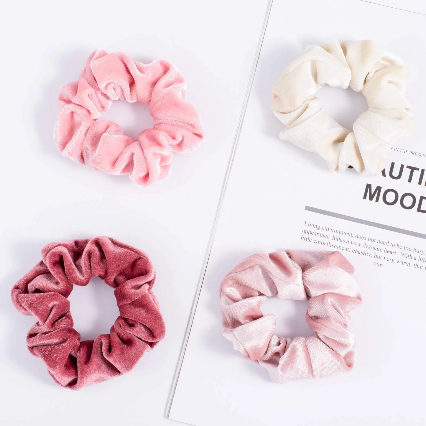 12Pcs Blush Theme Scrunchies Velvet Elastics for Women Pink Bobbles Soft Lovers Scrunchy Classic Gifts for Teenage Girls