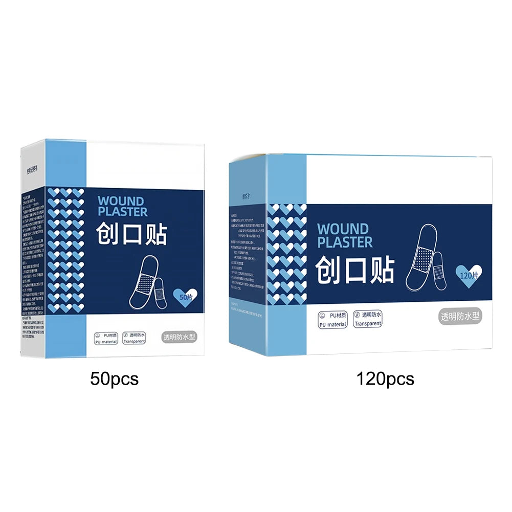 50/120pcs PU Transparent Waterproof Band Aid Adhesive Medical Strips Wound Plaster for Sports Bathing Protective First Aid