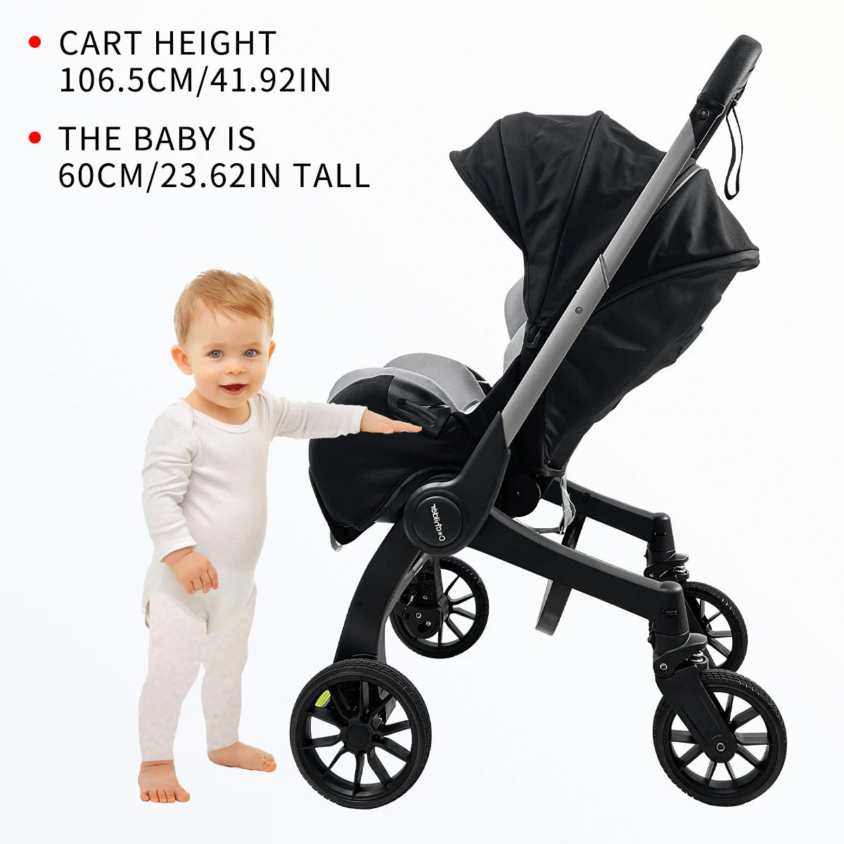 Newborn travel car, lightweight and foldable, adjustable handle, can be pushed in both directions, Can Be Used As A Mother's Da