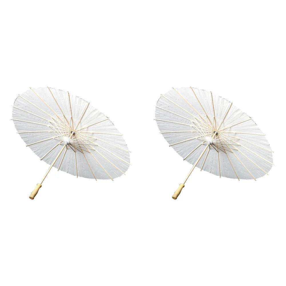 60cm Oiled Paper Umbrellas Chinese Wooden Handle White Paper Umbrella Parasol DIY Rustic Photography Props for Party Wedding
