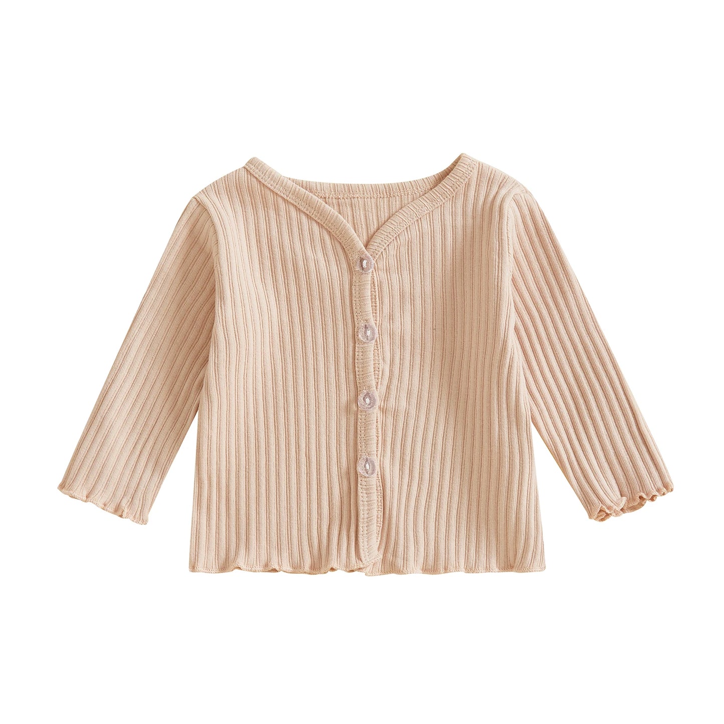 Infant Girls Cozy Knitted Cardigan with Button Front Closure Long Sleeves and Solid Color Design for Warmth and Style