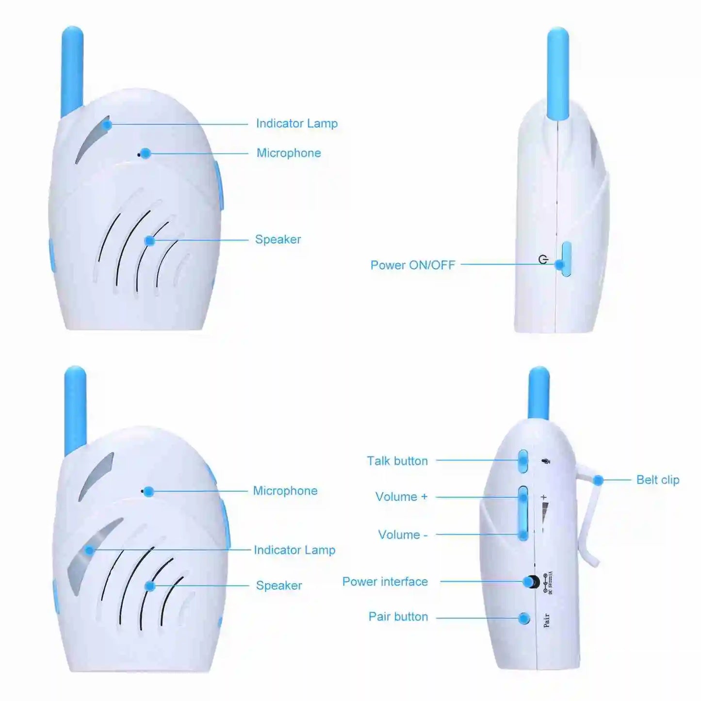 Baby Detectophone 2.4GHz Wireless 2 Way Intercom Crying Sound Alarm Child Detectophone for Home Wireless Camera