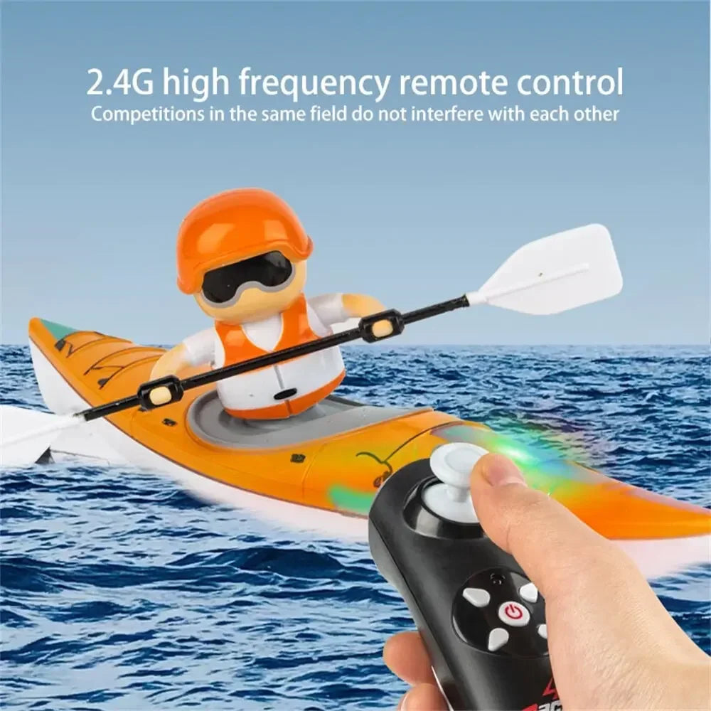 Rc Boats Racing Electric Speedboat Toys 2.4G Remote Control Boat Paddling Kayak Race Ship Outdoor Games Water Toys for Boys Kids