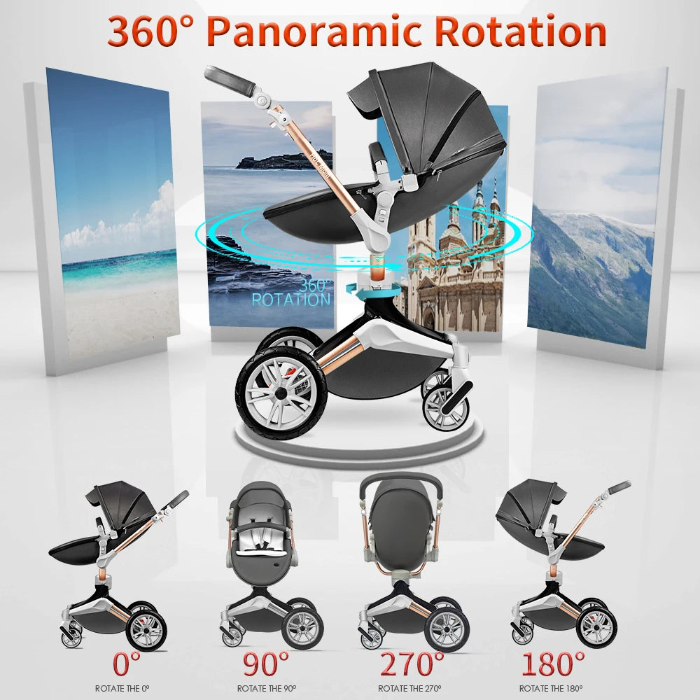 Hot Mom Baby Stroller ,Travel System，360° Rotation High Landscape Stroller, Large Wheels, Suitable For Various Terrains