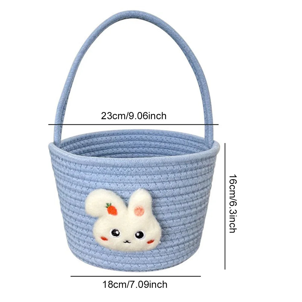 Easter Basket with Handle Bunny Gift Basket Easter Gift Storage Basket Cute Bunny Basket for Toddler Babies