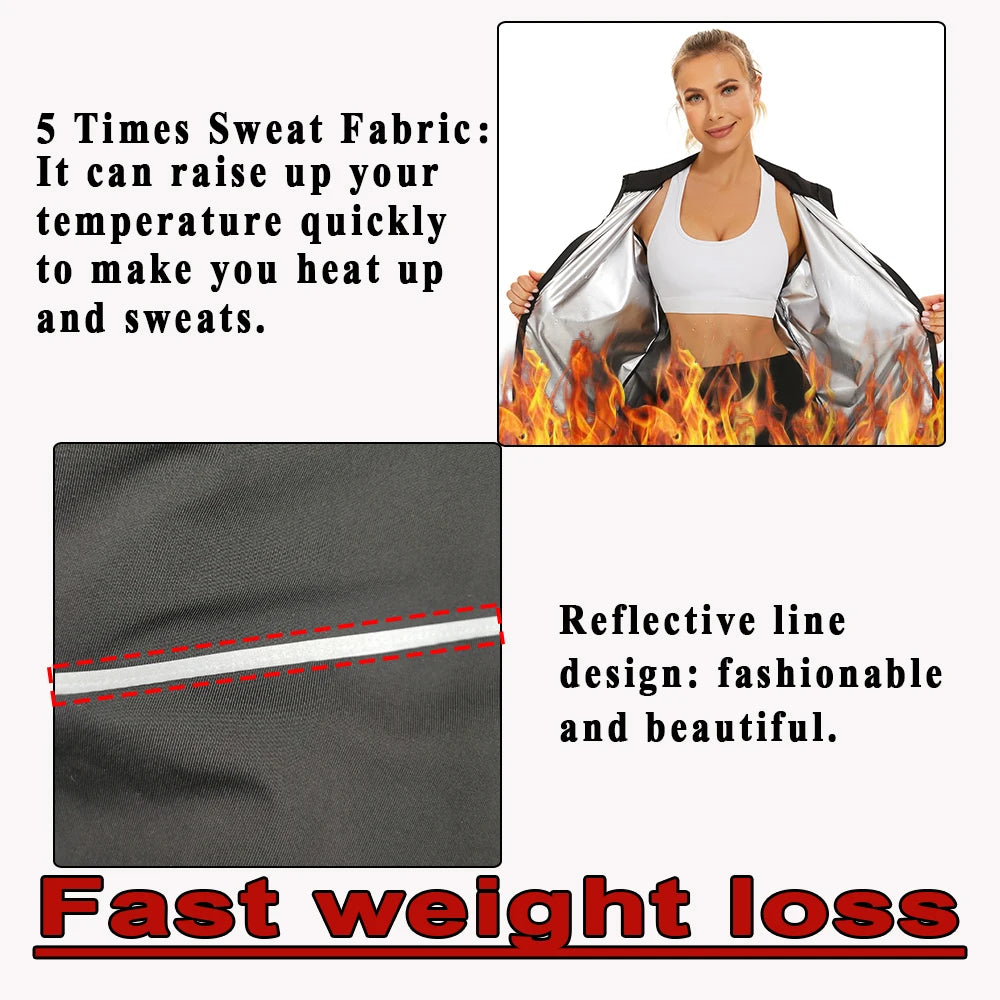 SEXYWG Sauna Jacket Women Gym Weight Loss Top Fitness Hot Sweat Jackets Thermal Slimming Sportwear Workout Training Body Shaper